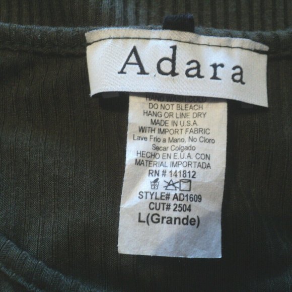 Adara Women's Sweater Cold Shoulder Size Large Olive Green Long Sleeves - Picture 5 of 5